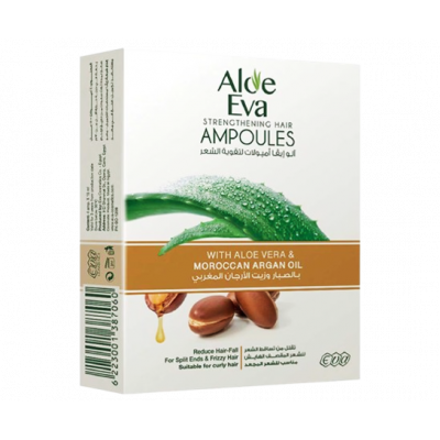 EVA COSMETICS — ALOE EVA HAIR STRENGTHENING AMPOULES WITH ALOE VERA & MOROCCAN ARGAN OIL 4 AMPOULES * 15 ML